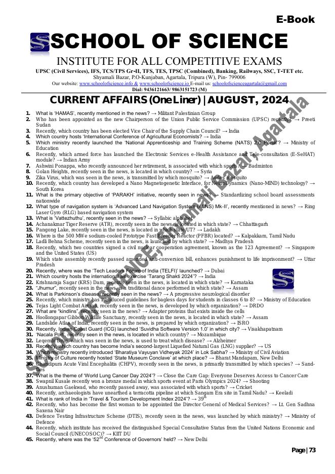 Current Affairs — August 2024 cover preview