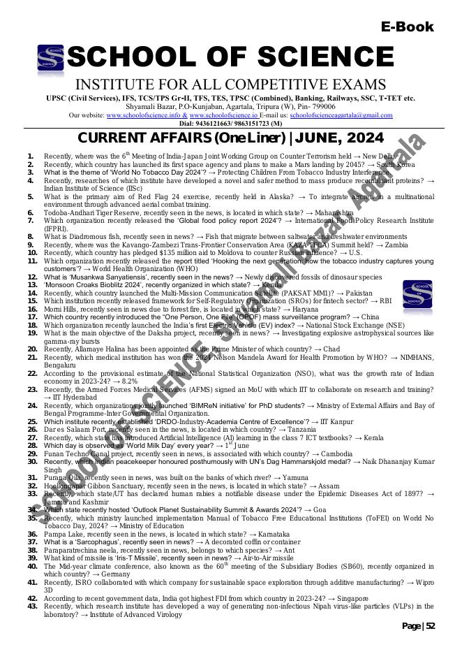 Current Affairs — June 2024 cover preview