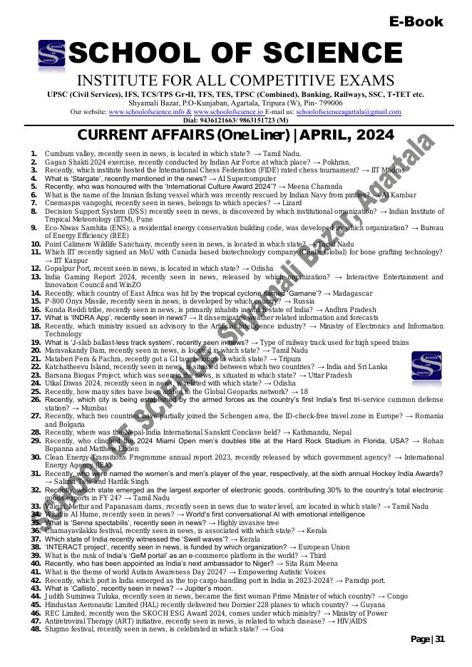 Current Affairs — April 2024 cover preview