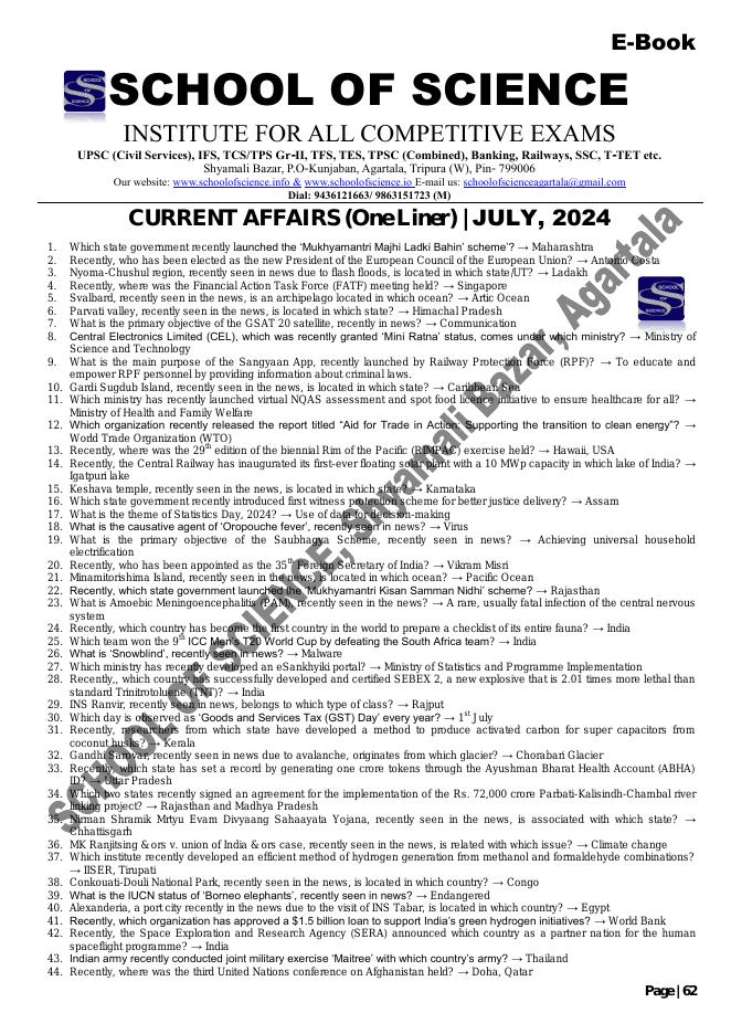 Current Affairs — July 2024 cover preview