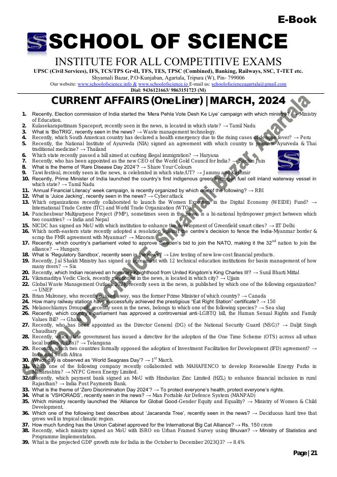 Current Affairs — March 2024 cover preview