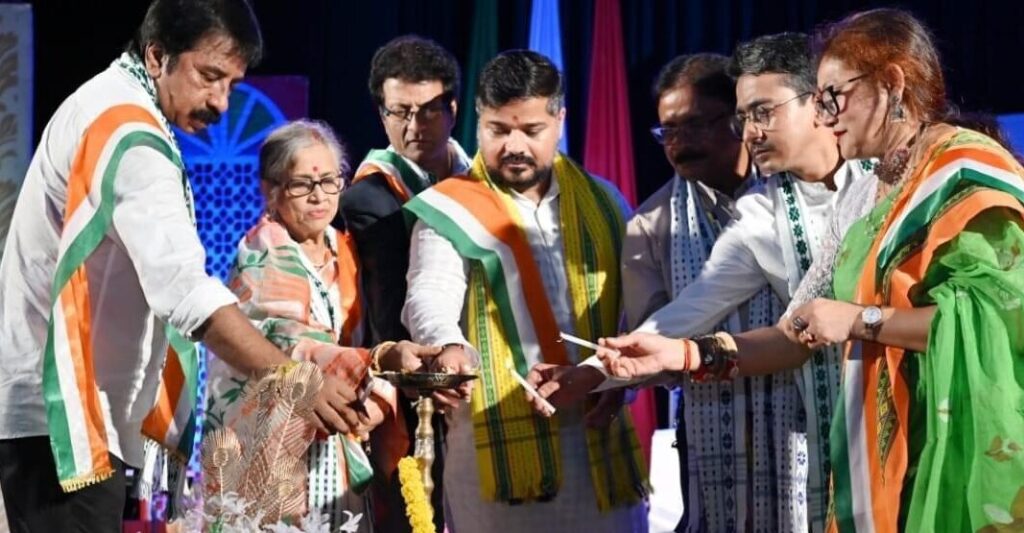 Group lamp lighting at Republic Day style celebration