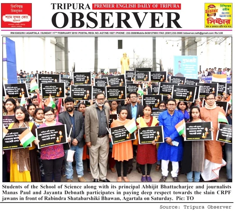 Tripura Observer: School of Science students pay respect to slain CRPF jawans