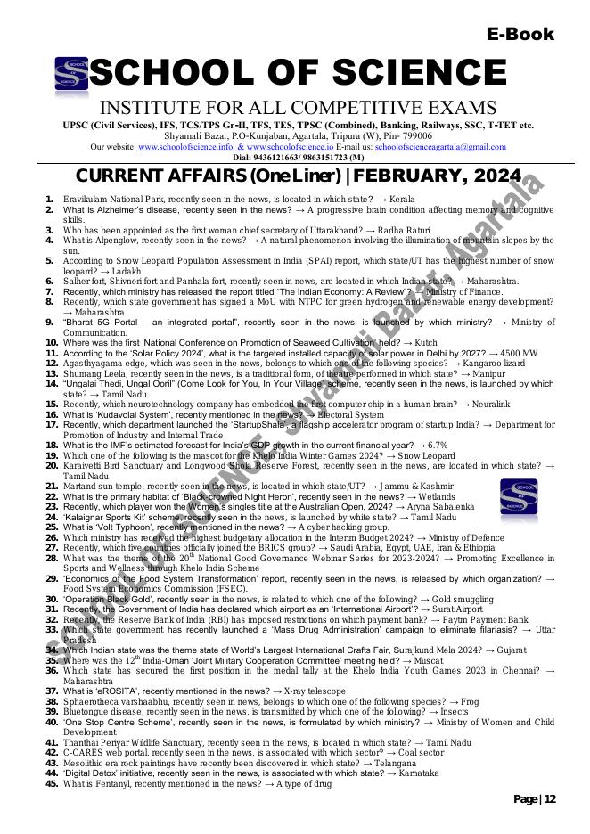 Current Affairs — February 2024 cover preview